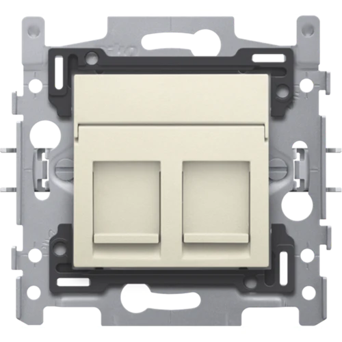 2 connexions RJ45 UTP cat. 5E, modèle plat, socle et set de finition Niko (100-65152)