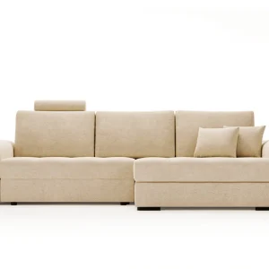 Canapé d'angle convertible avec têtière et coffre GIVERNY