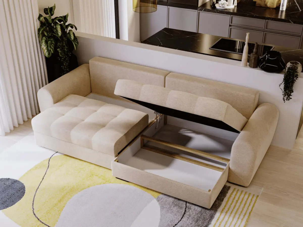 Canapé d'angle convertible avec têtière et coffre GIVERNY – Image 6