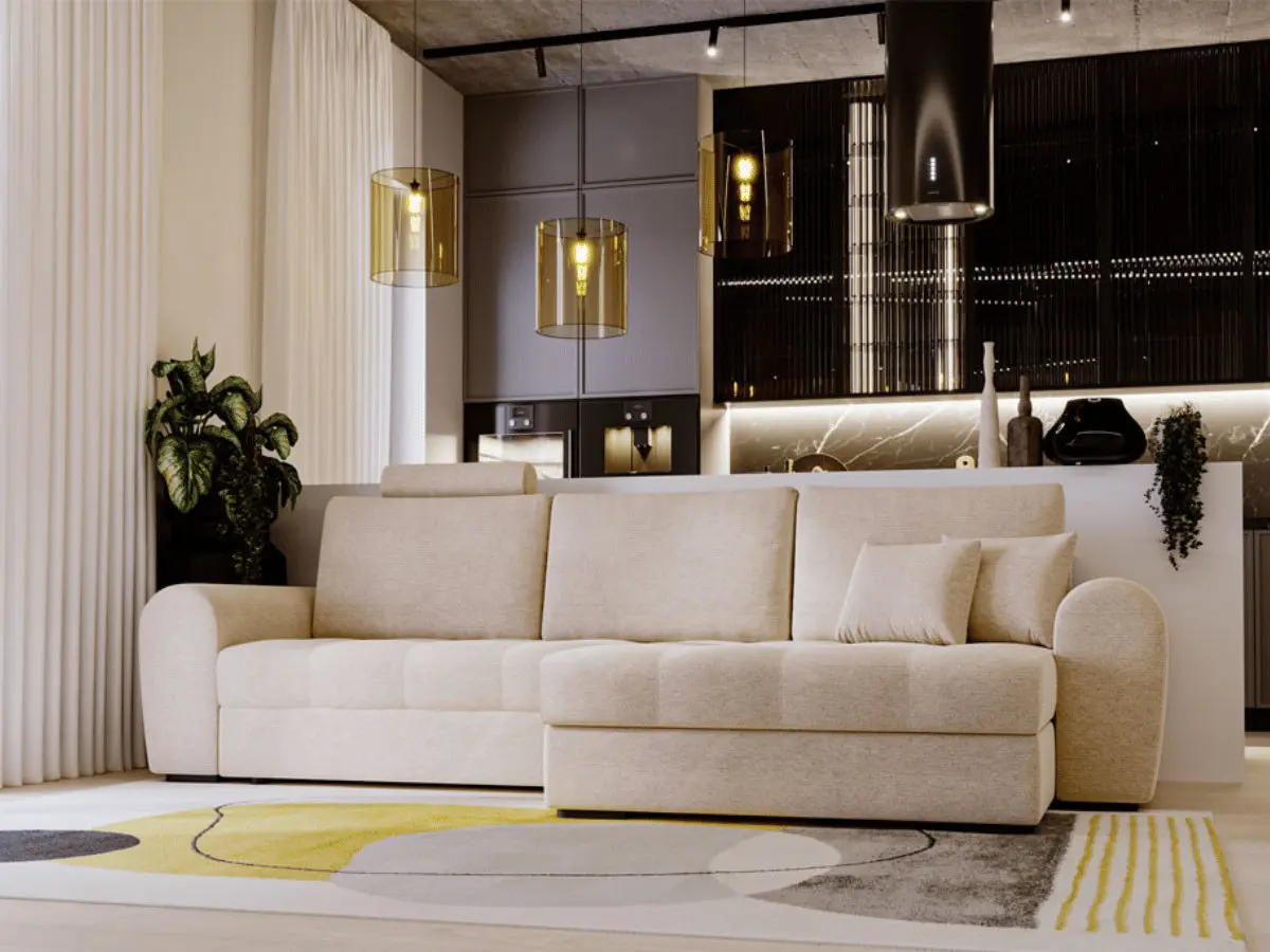 Canapé d'angle convertible avec têtière et coffre GIVERNY – Image 7