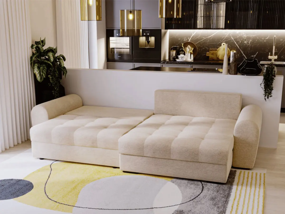 Canapé d'angle convertible avec têtière et coffre GIVERNY – Image 9