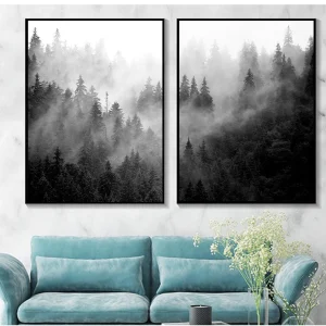 Tableau forêt noir et blanc