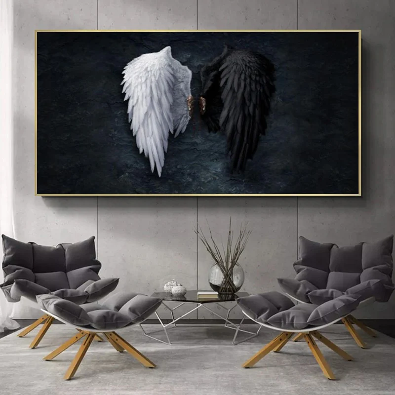 tableau aile d'ange noir et blanc – Image 2
