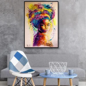 Tableau femme africaine multicolore