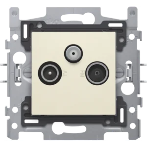 2 connexions coaxiales mâles simples pour TV, FM et satellite, socle et set de finition Niko (100-69550)