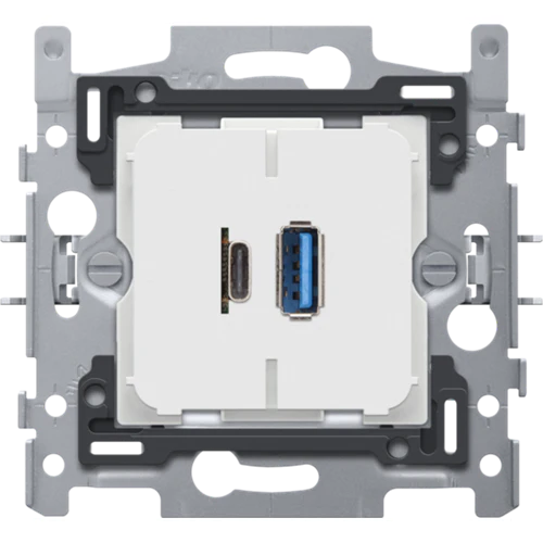 Double chargeur USB-A et USB-C intelligent, socle 60x71, fixation par griffes Niko (420-00512) – Image 2
