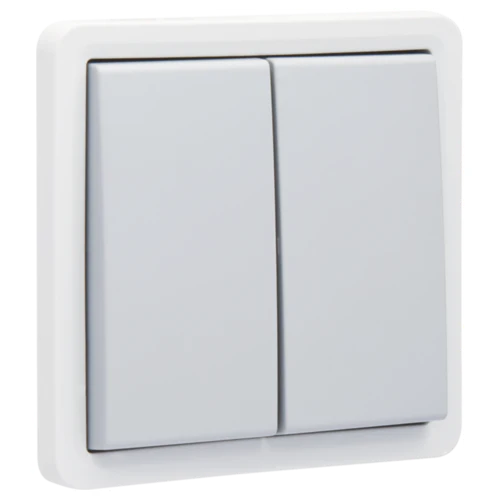 Double interrupteur va-et-vient, étanche aux projections d'eau 10 AX/250 Vac avec bornes à vis, grey Niko (700-32600)