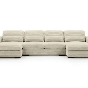 Canapé panoramique en U convertible en velours côtelé de grande épaisseur – Bercy