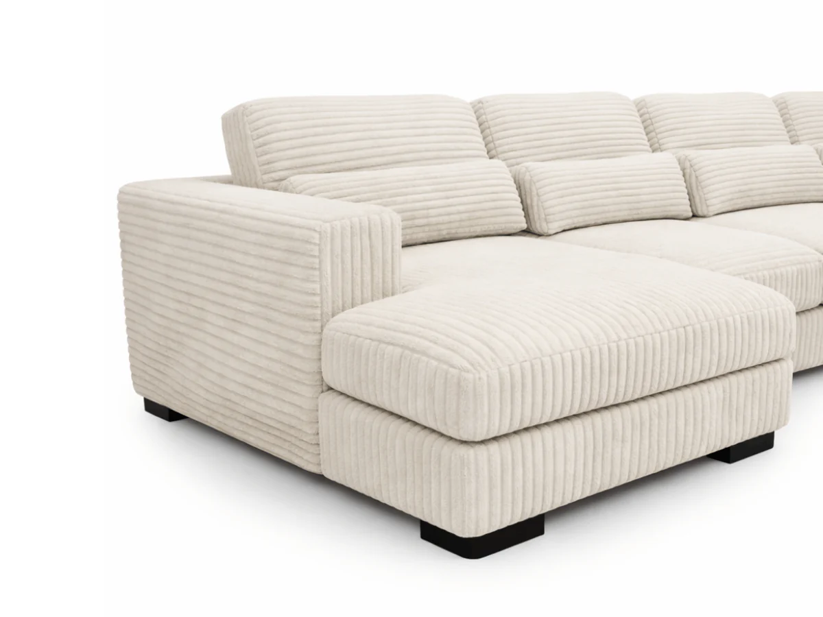 Canapé panoramique en U convertible en velours côtelé de grande épaisseur – Bercy – Image 5