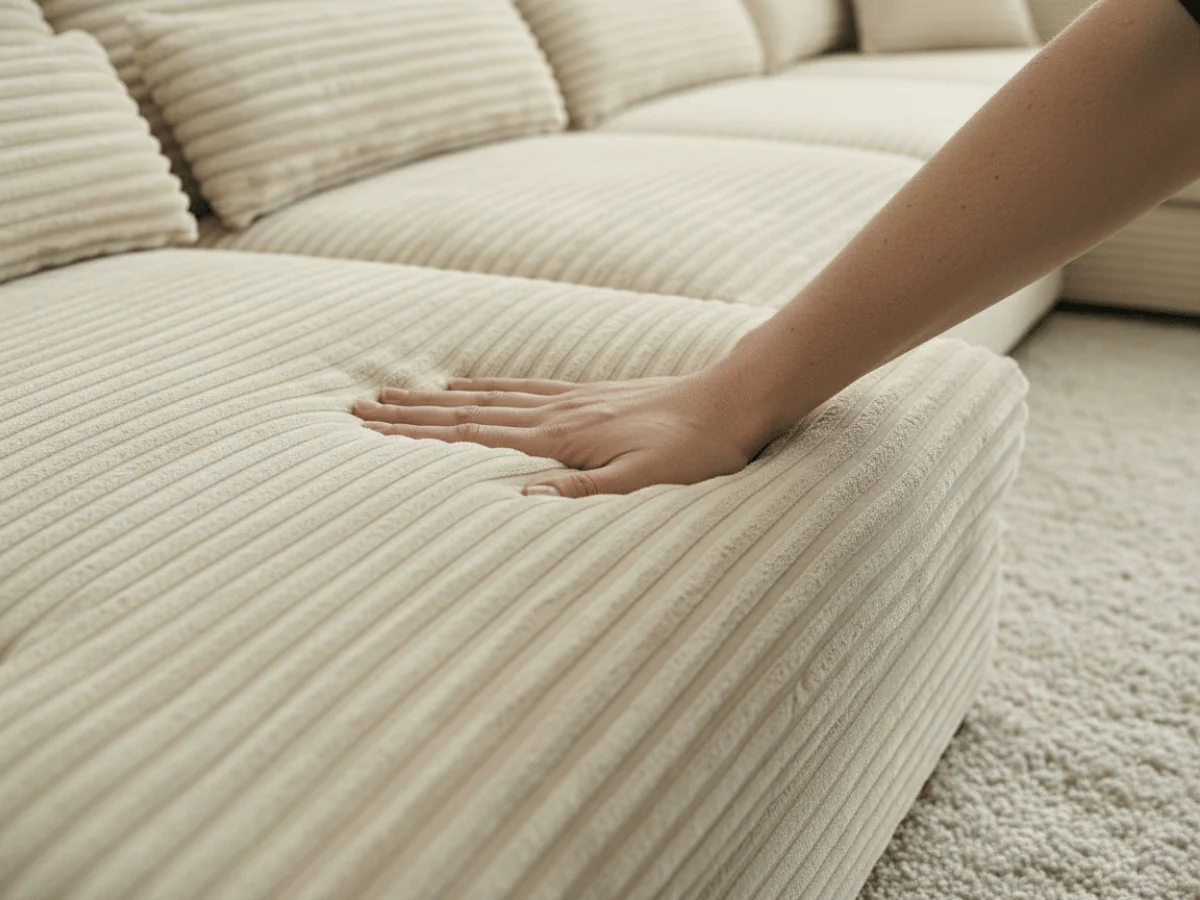 Canapé panoramique en U convertible en velours côtelé de grande épaisseur – Bercy – Image 6