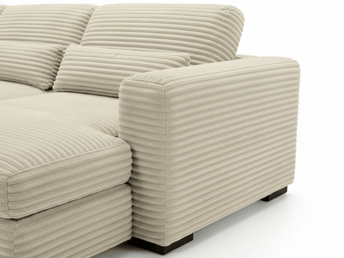 Canapé panoramique en U convertible en velours côtelé de grande épaisseur – Bercy – Image 9