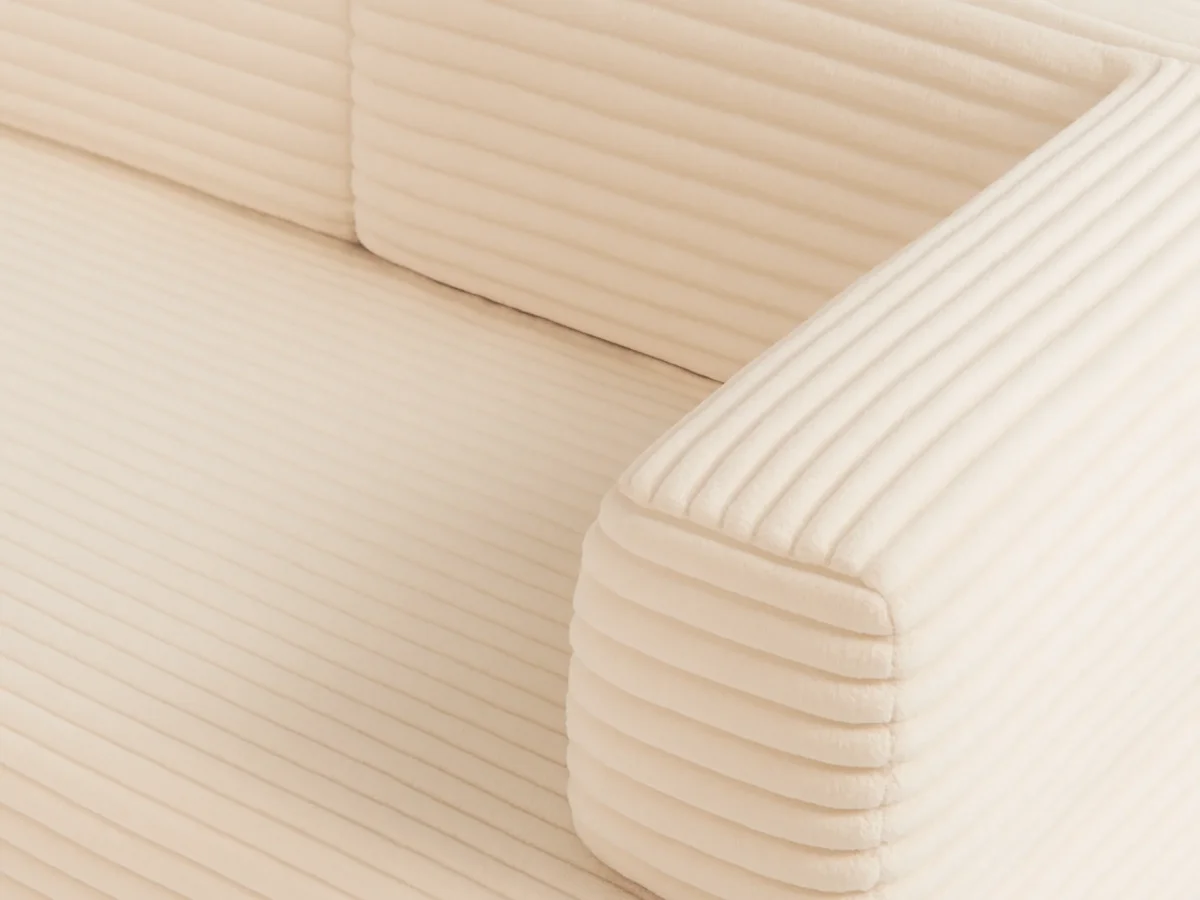 Canapé 3 places convertible Victor Hugo 200 cm en velours côtelé épais beige – Image 8