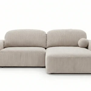 Canapé d’angle convertible HONORÉ – velours côtelé avec coffre