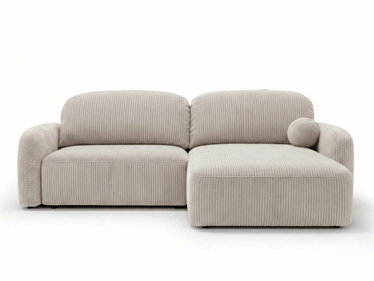 Canapé d’angle convertible HONORÉ – velours côtelé avec coffre