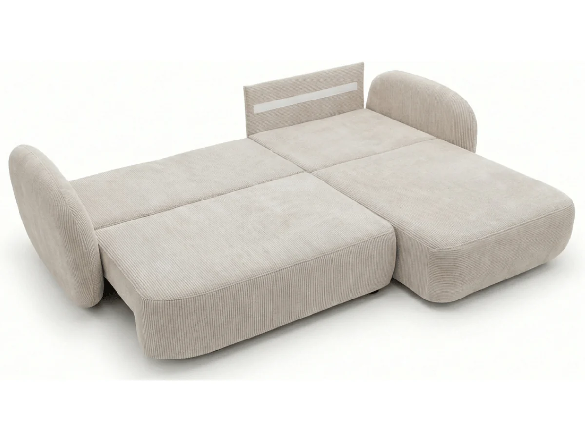 Canapé d’angle convertible HONORÉ – velours côtelé avec coffre – Image 3