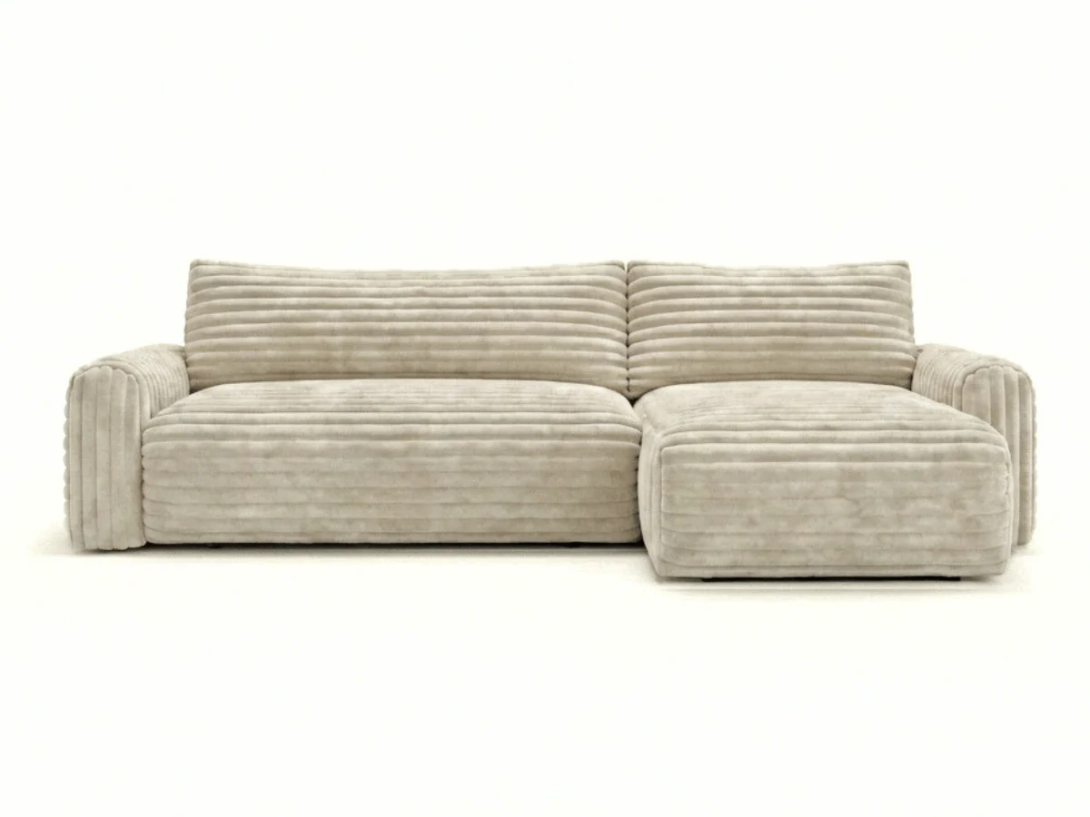 Canapé d’angle convertible Marbeuf avec coffre – Velours côtelé ou bouclette – Image 7