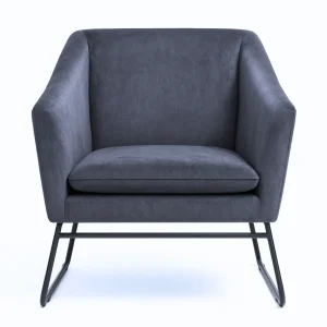 Fauteuil VARENNE – velours & pieds métal noir