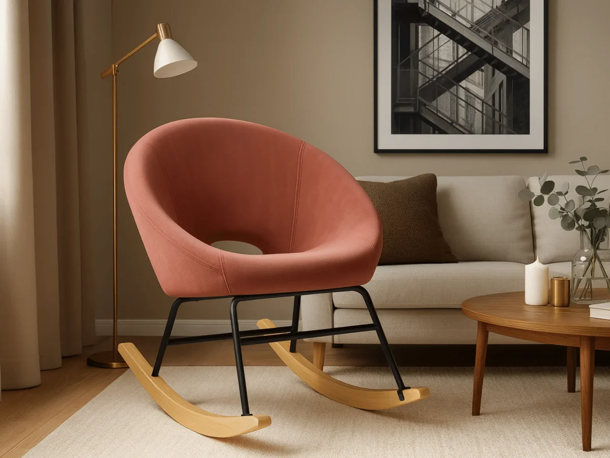 Fauteuil à bascule design en velours – Confort moderne Moovia – Image 3