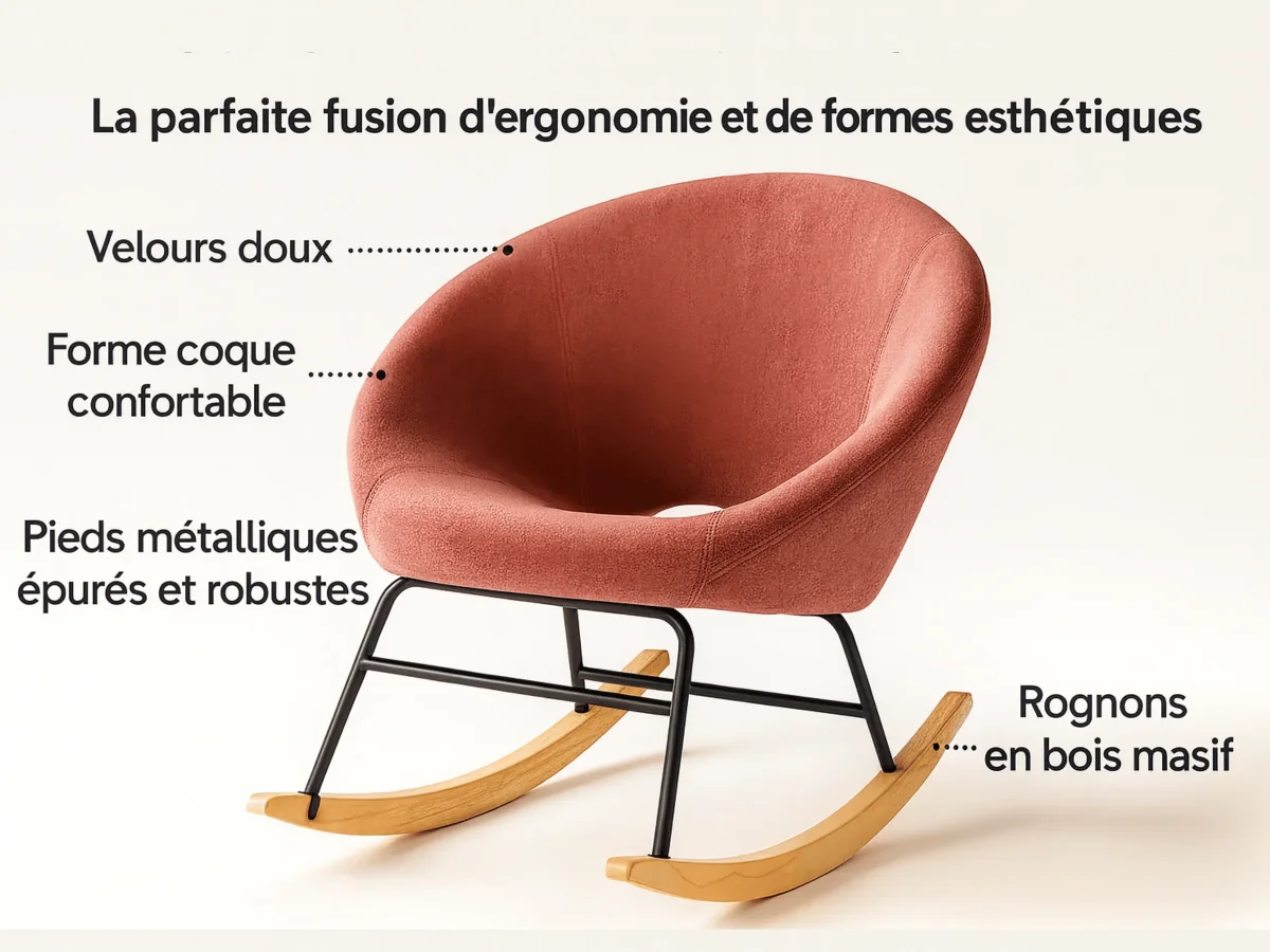 Fauteuil à bascule design en velours – Confort moderne Moovia – Image 4