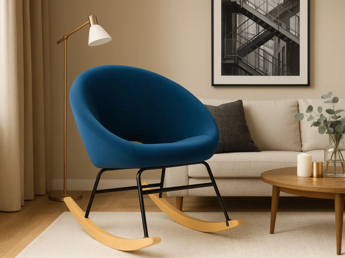 Fauteuil à bascule design en velours – Confort moderne Moovia – Image 6