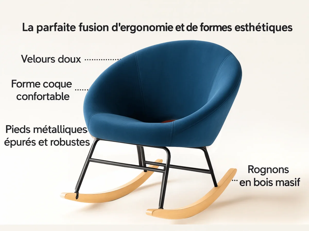 Fauteuil à bascule design en velours – Confort moderne Moovia – Image 7