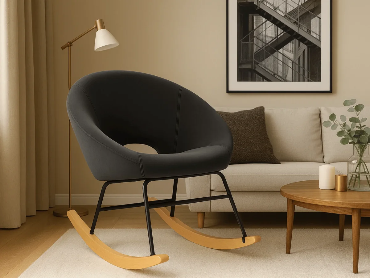 Fauteuil à bascule design en velours – Confort moderne Moovia – Image 9