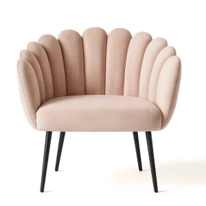 Fauteuil design "Lotus Taupe" – Velours chic et raffiné