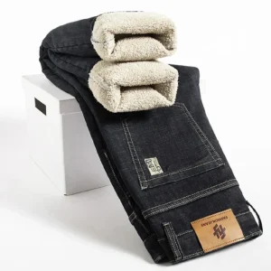 Jean homme doublé polaire hiver Denim chaud et confortable