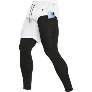 Pantalon de Course 2-en-1 – Compression & Jogging Double Couche