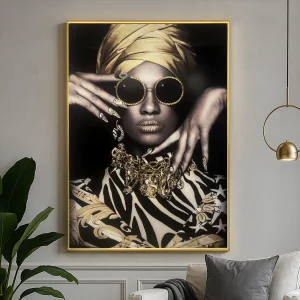 Tableau Reine Dorée – Affiche Murale Glamour Afro-Chic