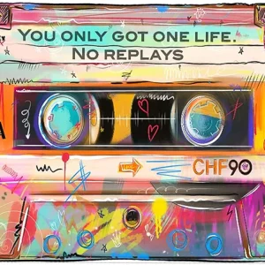 Tableau Pop Art "Cassette Vintage - Une Vie, Pas de Replay"