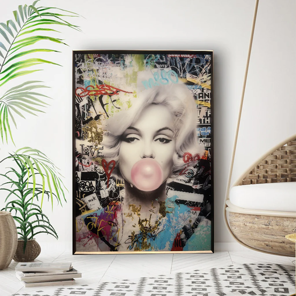 Tableau Pop Art - Marilyn Bubblegum -  Décoration Murale Tendance