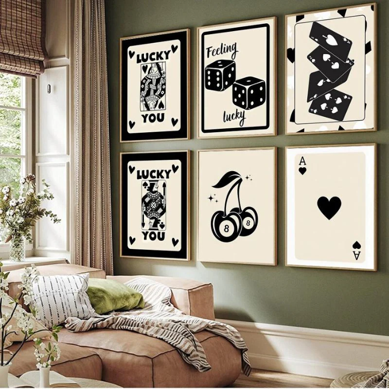 Tableau Casino Cartes Noir et Blanc