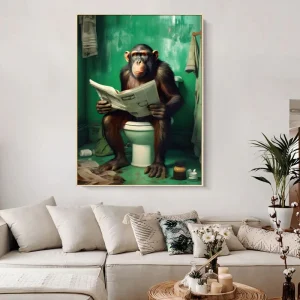 Tableau Chimpanzé aux Toilettes