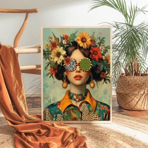 Tableau Femme Bohème aux Cheveux Fleuris