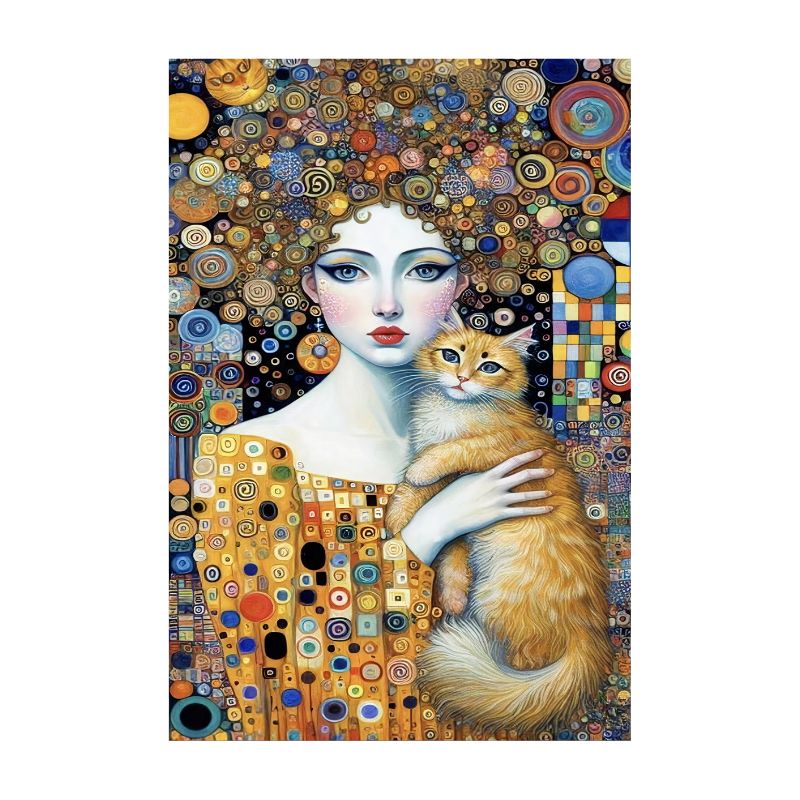 Tableau Femme et Son Chat Style Klimt – Image 4