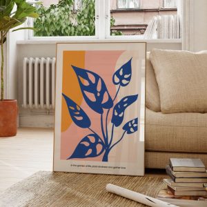 Tableau Fleur Bleu Design Moderne Minimaliste