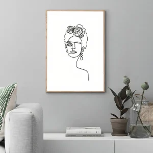 Tableau Frida Kahlo Minimaliste Ligne Continue