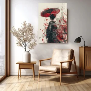 Tableau Geisha Traditionnelle Japonaise de Dos
