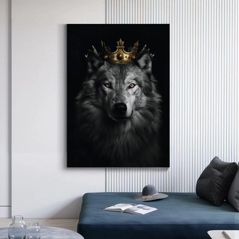 Tableau Loup Roi et sa Couronne – Image 2