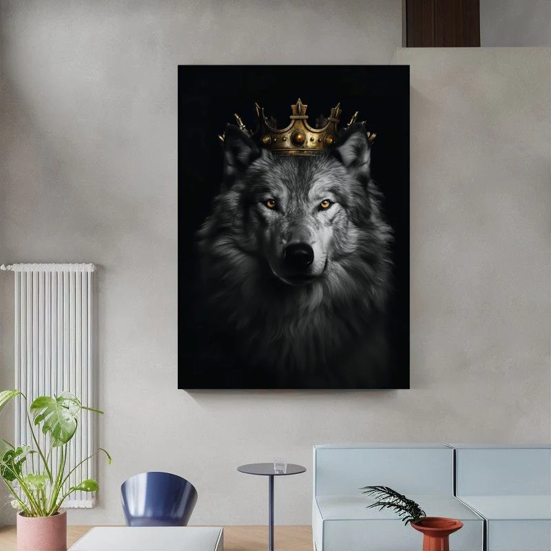Tableau Loup Roi et sa Couronne – Image 4