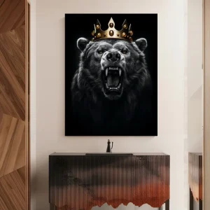 Tableau Ours Roi et sa Couronne