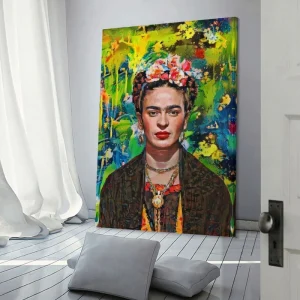 Tableau Portrait Moderne Coloré de Frida Kahlo