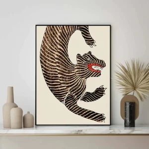 Tableau Tigre Dessiné Style Japonais