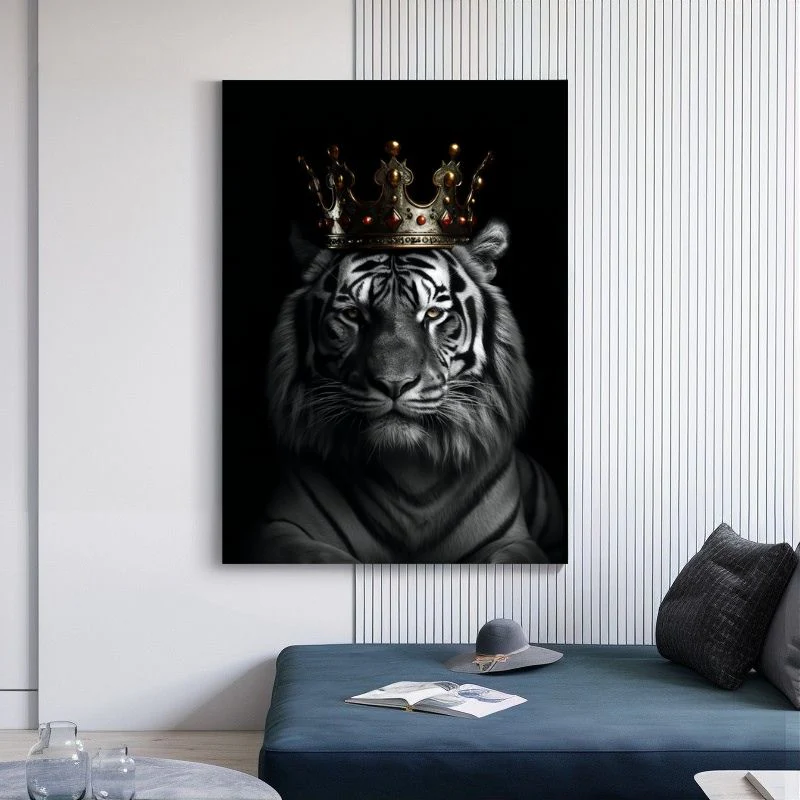 Tableau Tigre Roi et sa Couronne