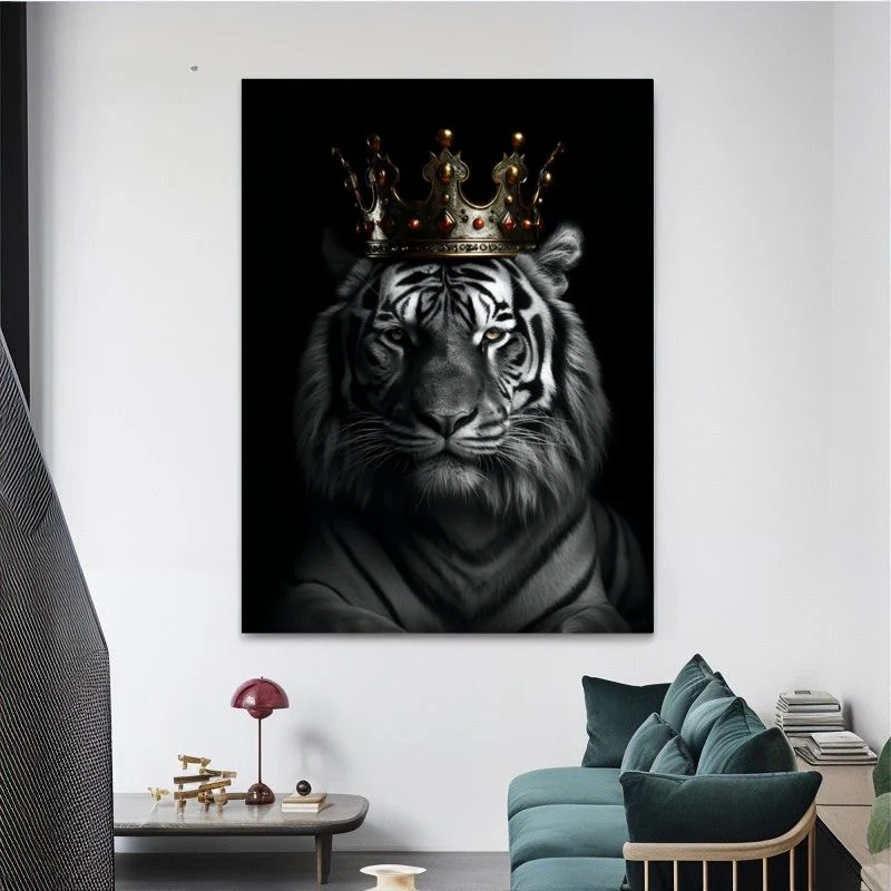 Tableau Tigre Roi et sa Couronne – Image 3