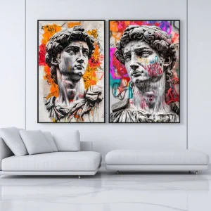 Tableau Visage Statue de David Street Art