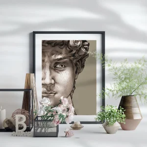 Tableau Visage Statue de David de Michel Ange