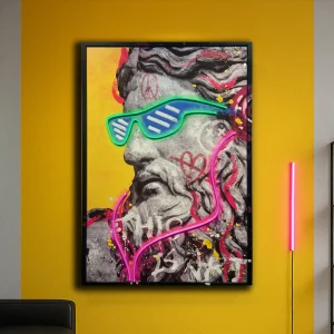 Tableau Zeus Néon - Œuvre d'Art Murale avec LED -  Décoration Contemporaine