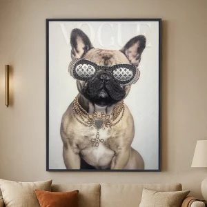 Tableau Le Bulldog Fashionista - Décoration Murale Moderne et Luxueuse